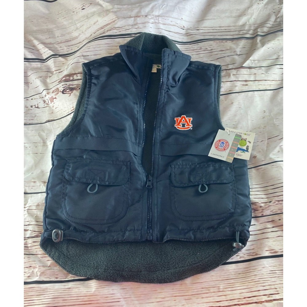 Sara Lynn Togs Auburn Tigers Youth Vest Navy Blue Fleece Lined Size 4 NWT